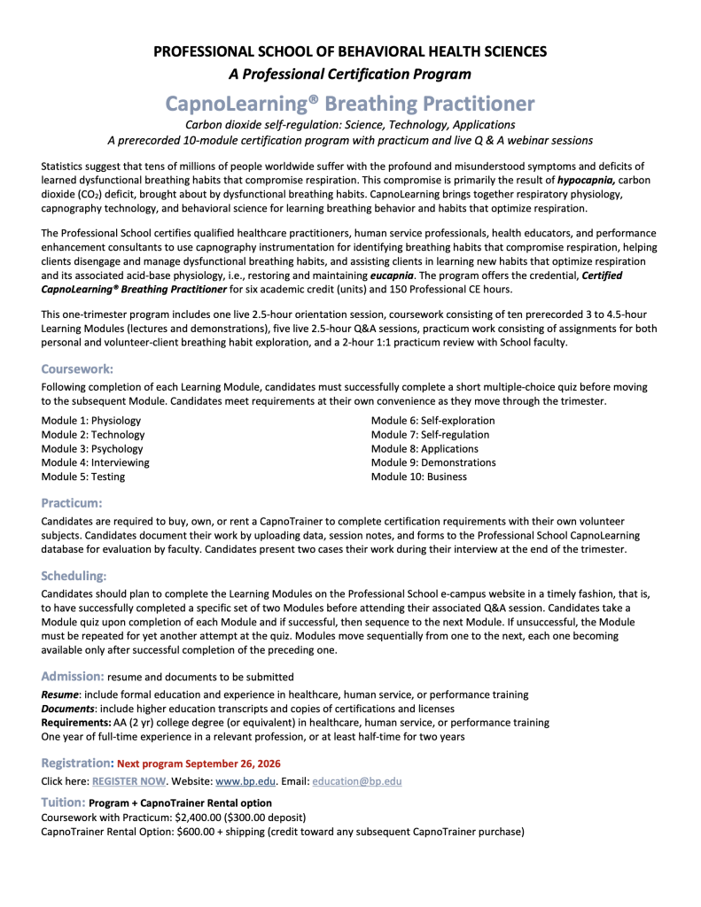 CapnoLearning® Breathing Practitioner (start 26 september 2026)
